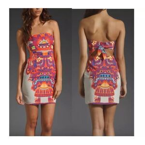 Mara Hoffman Neon Aztec Strapless Mini Cocktail Dress | Size 6